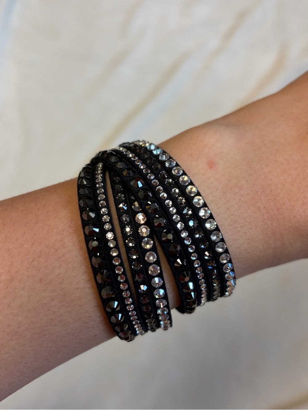 Rhinestone Wrap Bracelet - Black